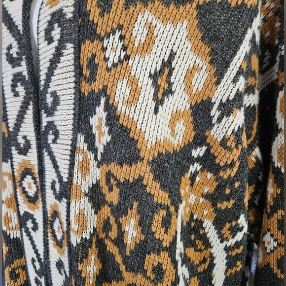 WORTHINGTON SWEATER COAT VINTAGE SZ XL/1X GRAY MUSTARD WHITE - Picture 6 of 8